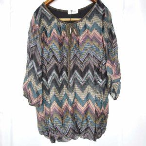 Womens Plus Size 20 Talking French Zigzag Patten Blouse